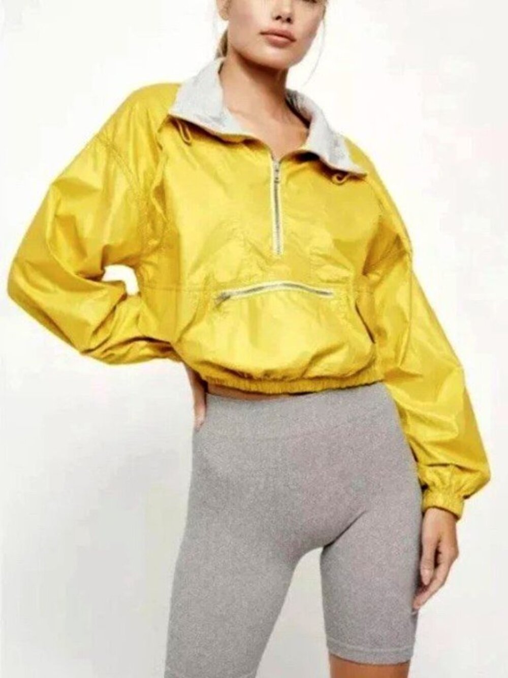 Free people Movement Moonlight Reflective Jacket Cropped in Yellow Gold Size S